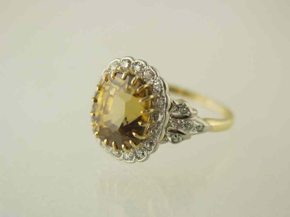 Appraisal: LADY'S RING - K yellow gold natural zircon and diamond