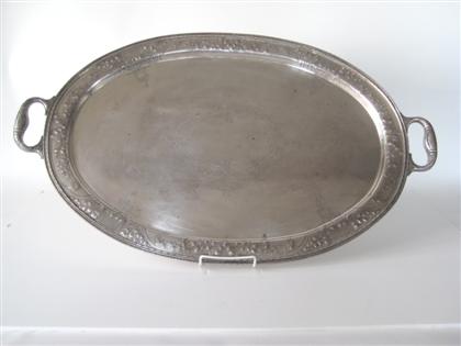 Appraisal: American sterling silver two handled tea tray th century Engraved