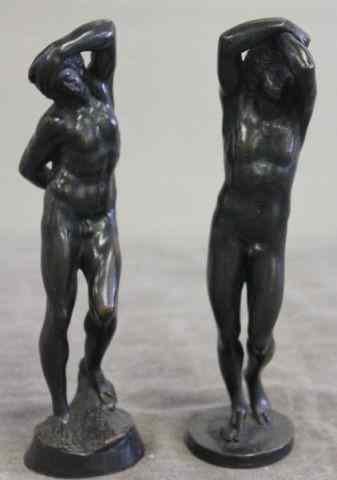 Appraisal: Pair of Nude Figural Bronzes After Michelangelo From a Manhattan