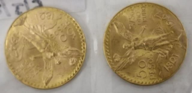 Appraisal: TWO MEXICAN PESOS GOLD COINS EACHWEIGHING OZT EXCELLENT CONDITION NEAR