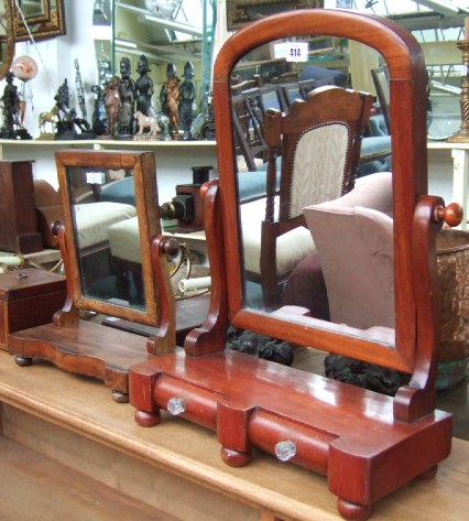 Appraisal: Two Victorian mahogany swing frame toilet mirrors and a late