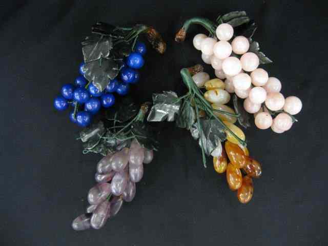 Appraisal: Chinese Carved Stone Fruit rose quartz agate amethyst blue stone