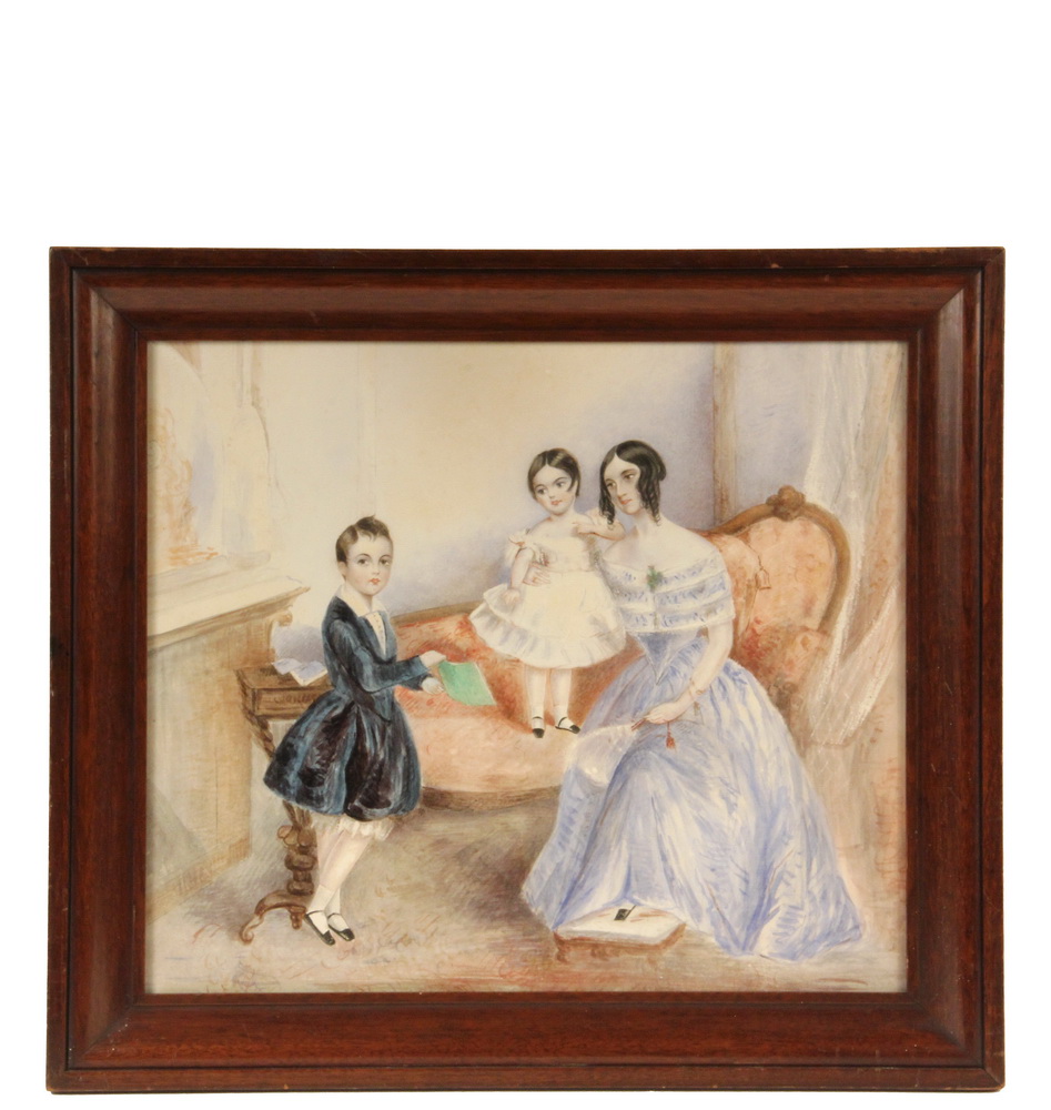 Appraisal: EARLY VICTORIAN FAMILY PORTRAIT - Mother with Daughter and Son