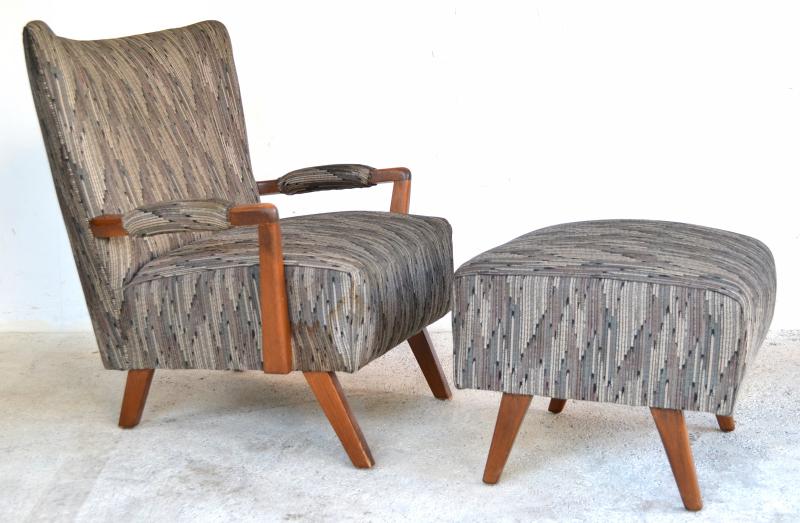 Appraisal: A DARIO ZOUREFF ARMCHAIR AND MATCHING OTTOMAN A DARIO ZOUREFF