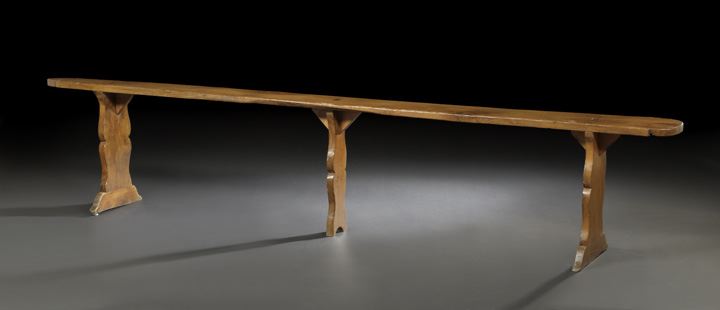 Appraisal: Continental Provincial Oak Bench late th century the narrow plank