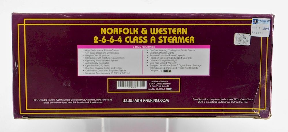 Appraisal: MTH Norfolk Western Class A Steam Train United States Contemporary