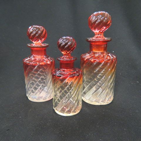 Appraisal: Set of Baccarat Perfume Bottles Rose Tiente swirl design graduated