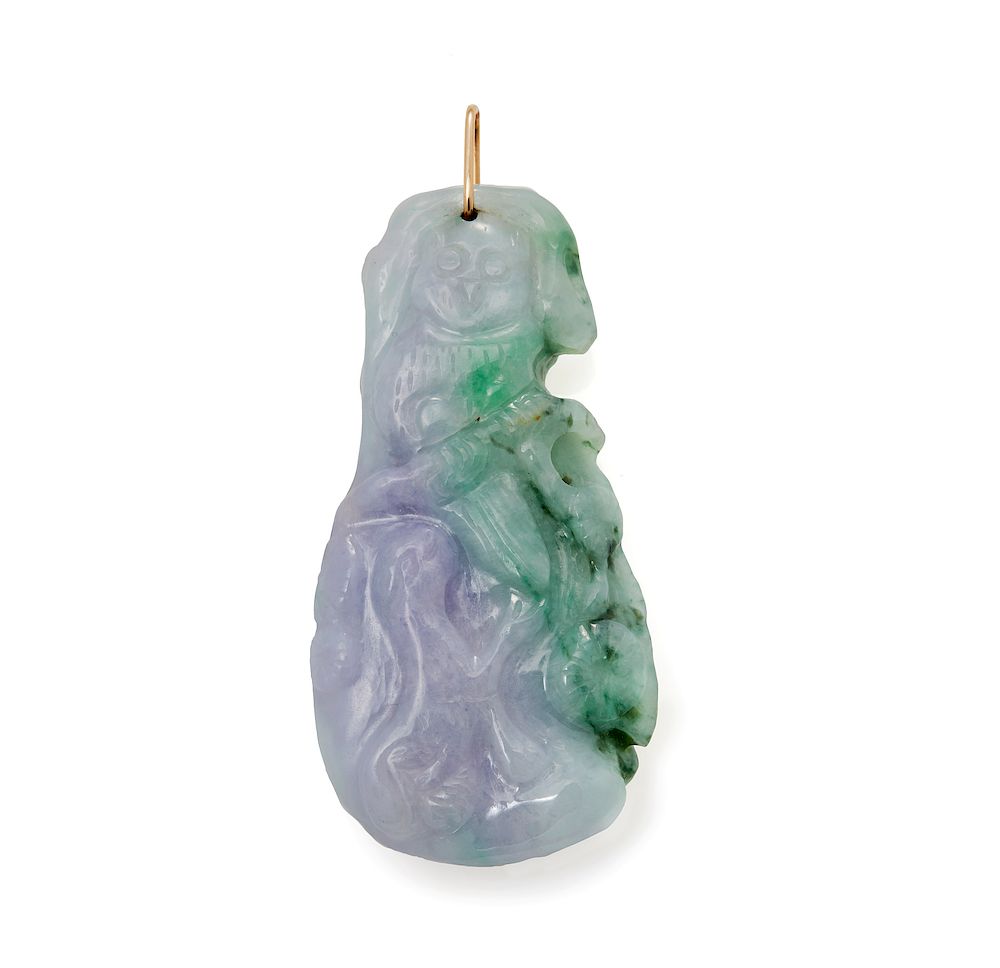 Appraisal: Dyed Jade Pendant Dyed lavender jade pendant with k bale