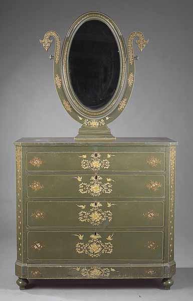 Appraisal: An American Rococo Polychromed Bedroom Suite mid- th c attributed