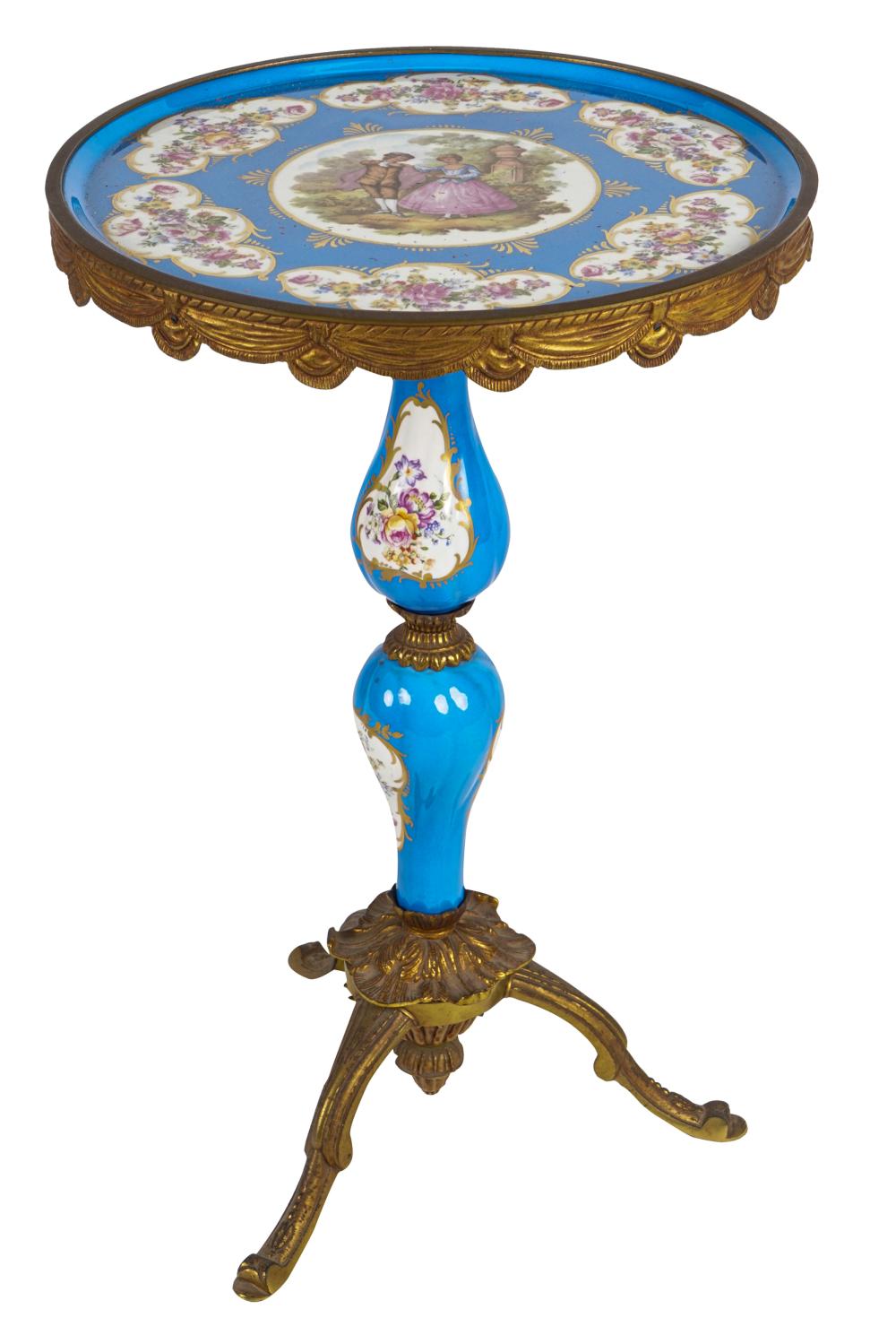 Appraisal: GILT METAL-MOUNTED PORCELAIN COCKTAIL TABLECondition with some corrosion to gilt