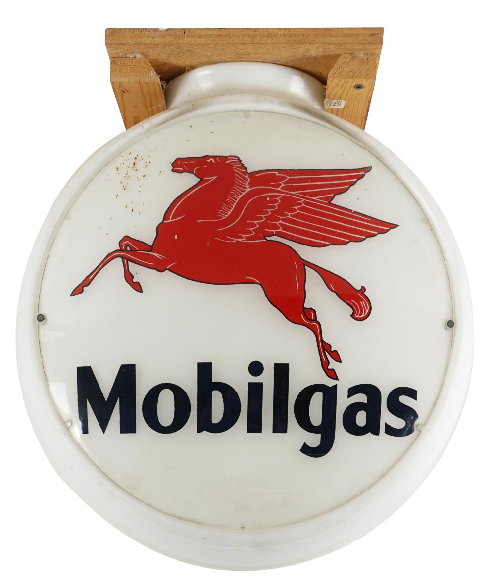 Appraisal: MOBILGAS GLOBE LAMPCondition mounted to a wood board with bird