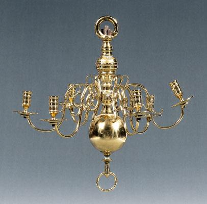 Appraisal: Queen Anne style brass chandelier ring and ball standard issuing