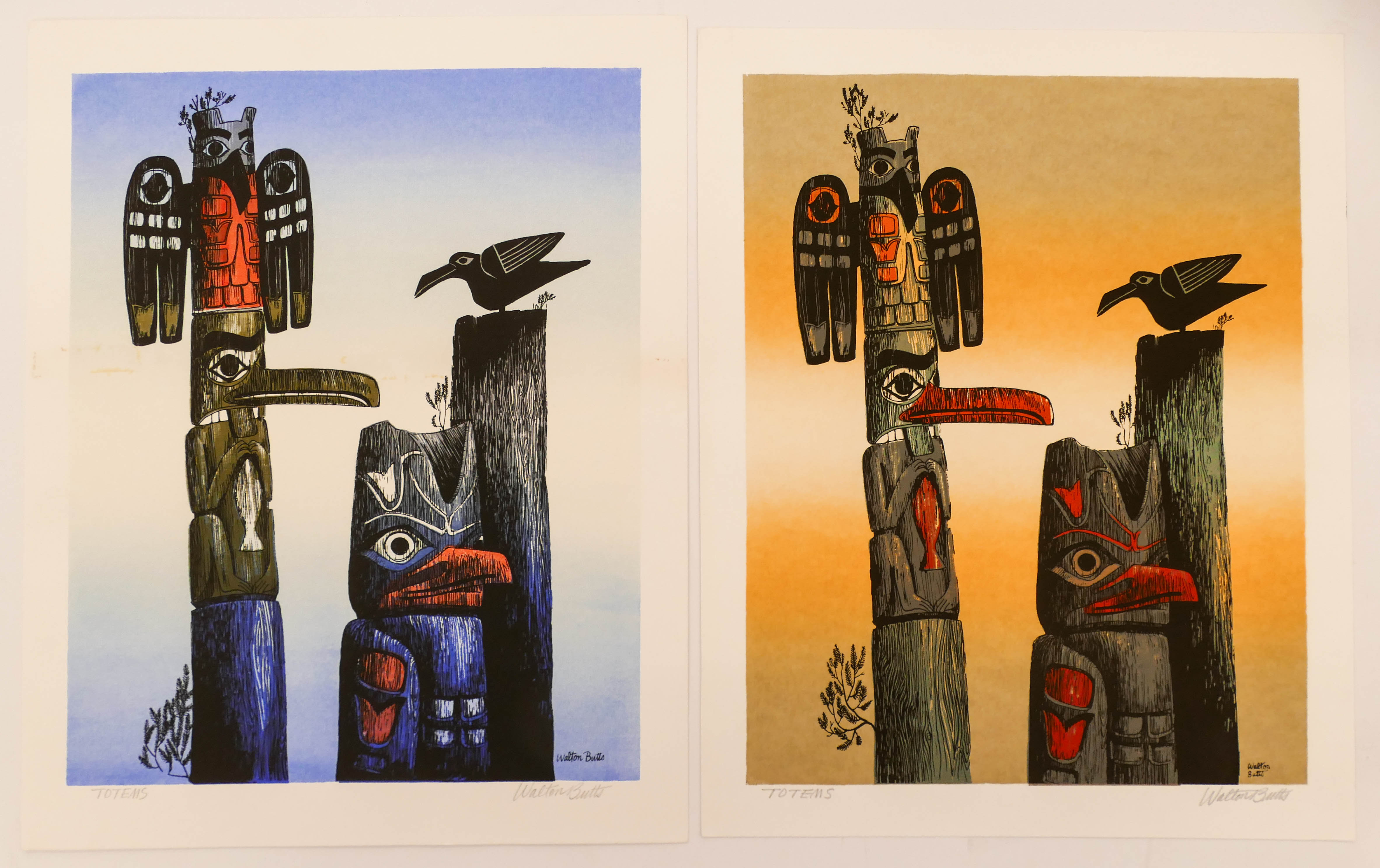 Appraisal: pc Walton Butts Totems Serigraphs Loose- x ''