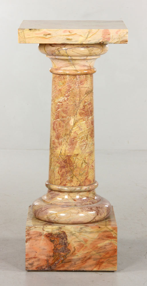 Appraisal: - Italian Marble Pedestal Italian pedestal rose marble h x