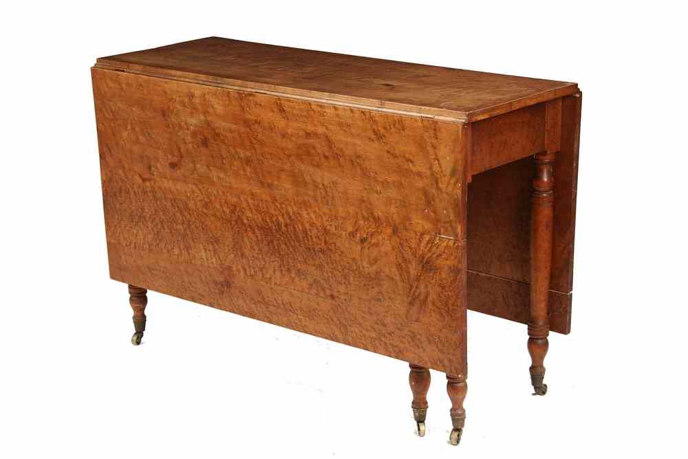 Appraisal: BIRDSEYE MAPLE DROP LEAF TABLE - Circa Maine Country Birdseye