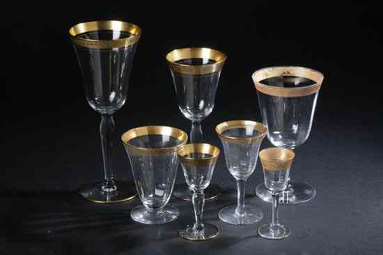 Appraisal: -PIECE ASSEMBLED GILT-DECORATED CRYSTAL STEMWARE SERVICE Including wine stems and