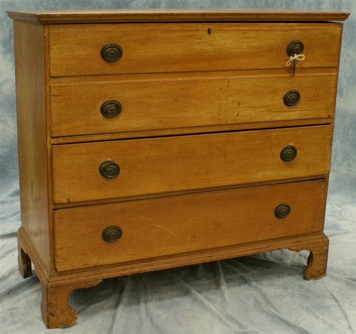 Appraisal: New England pine lift-lid blanket chest drawers h d h