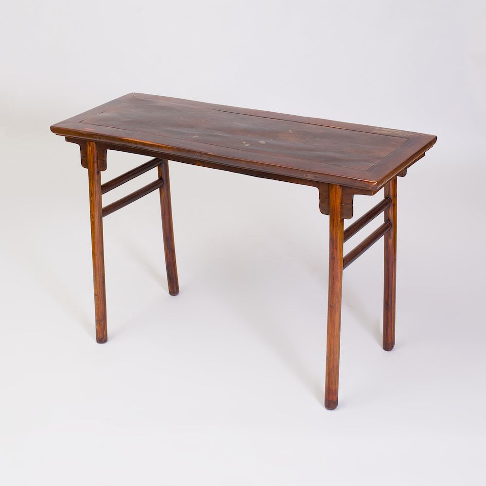 Appraisal: Chinese Zhazhen and Mixed Wood Recessed Leg Table The single