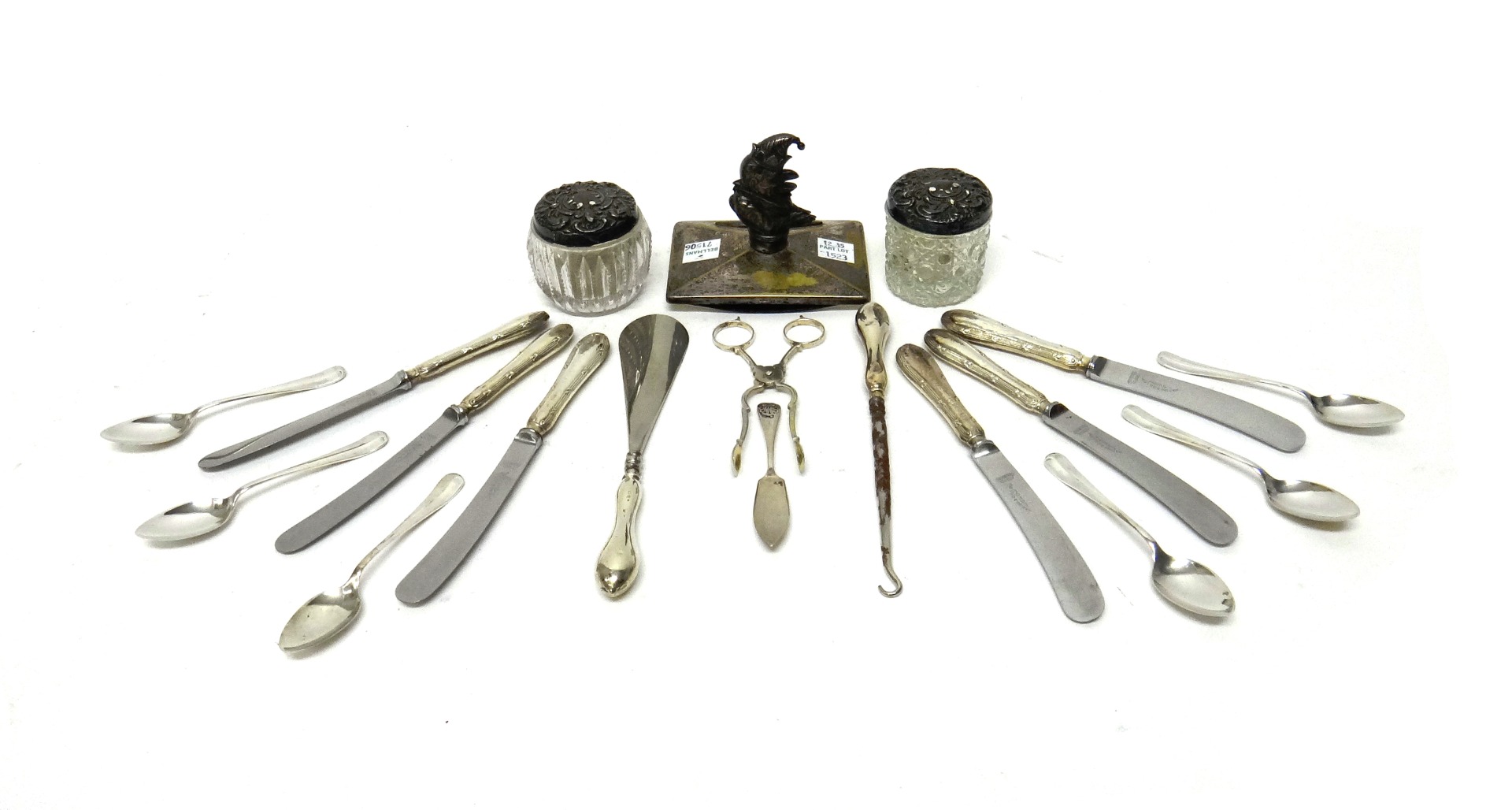 Appraisal: Silver and silver mounted wares comprising a set of six