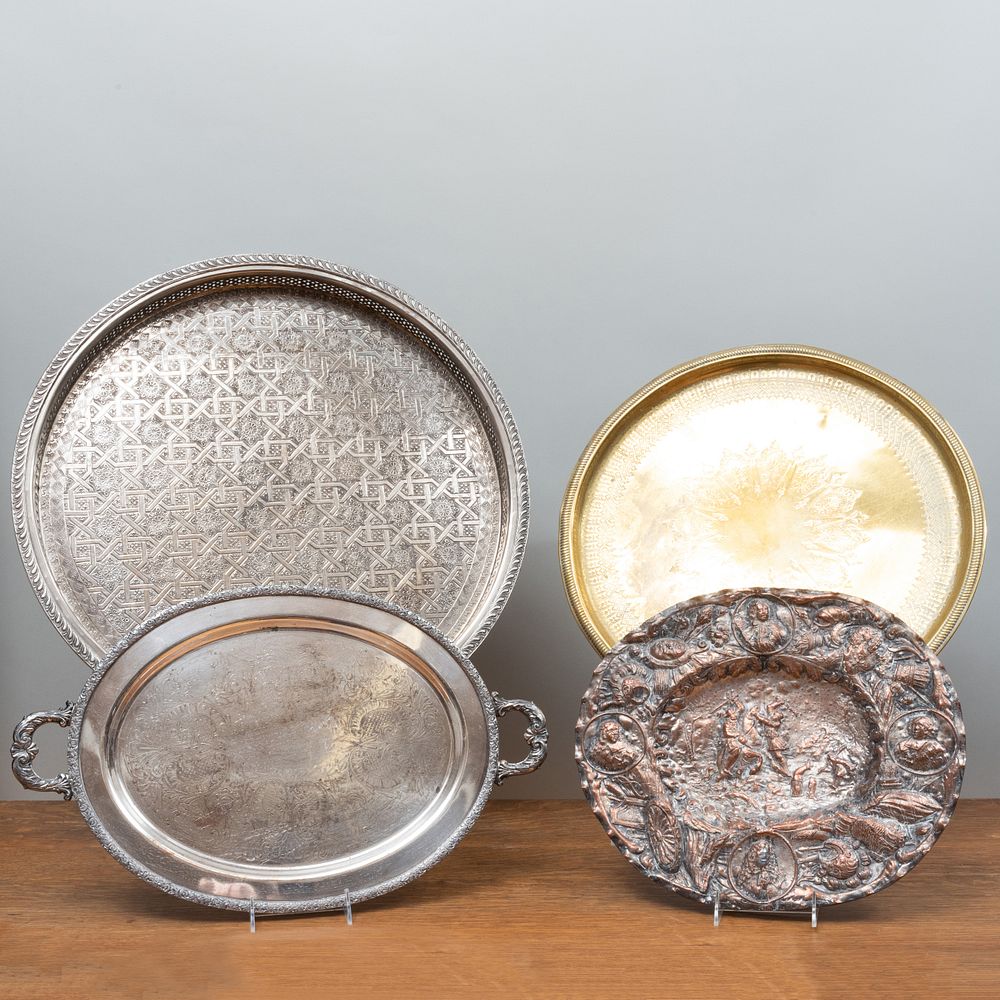 Appraisal: Group of Silver Metal Trays and Tablewares Comprising A small