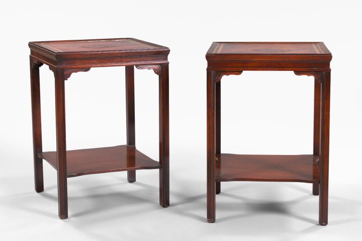 Appraisal: Pair of George III-Style Mahogany End Tables mid- th century