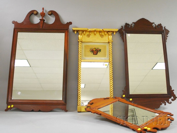 Appraisal: Paine Furniture Federal-style Giltwood Tabernacle Mirror a Federal-style Maple Mirror