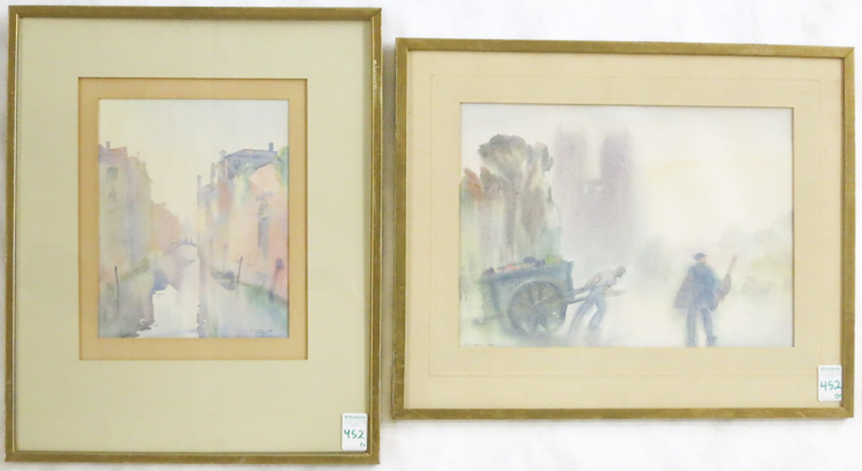 Appraisal: RUDOLPH BUNDAS BUNDASZ TWO WATERCOLORS ON PAPER Washington Hungary -