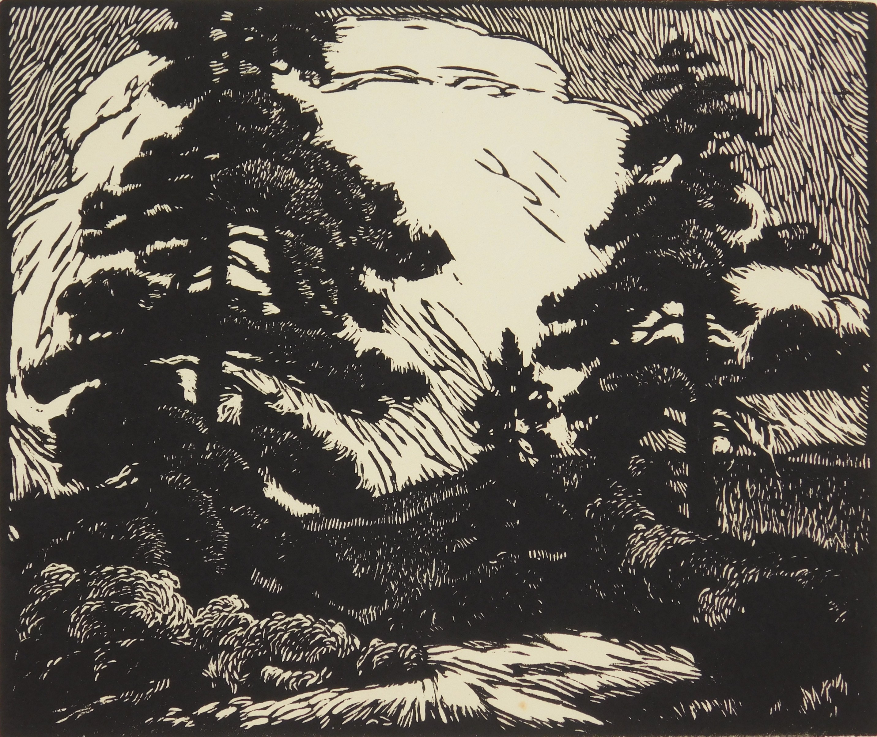 Appraisal: Coy A Seward - Big Pines- Raton Press''- woodblock signed