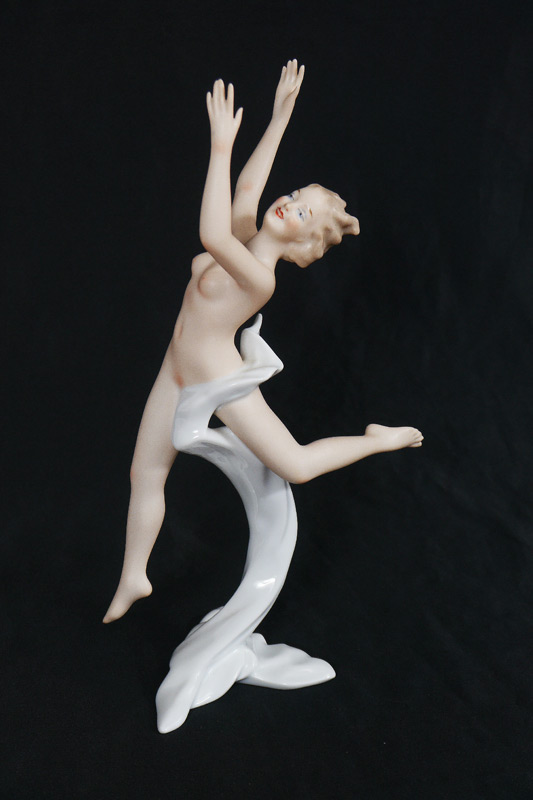 Appraisal: WALLENDORF NUDE DANCER PORCELAIN FIGURINE Figure of a leaping nude