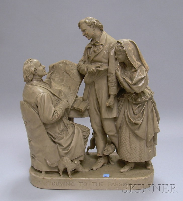 Appraisal: John Rogers Painted Plaster Figural Group Coming to the Parson