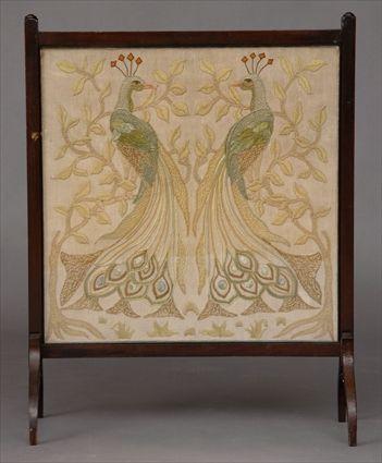 Appraisal: ARTS AND CRAFTS NEEDLEWORK PANEL Worked with a pair of