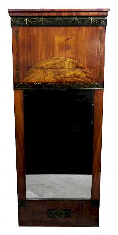 Appraisal: Mahogany and fruitwood Biedermeier mirror Mahogany and fruitwood Biedermeier mirror