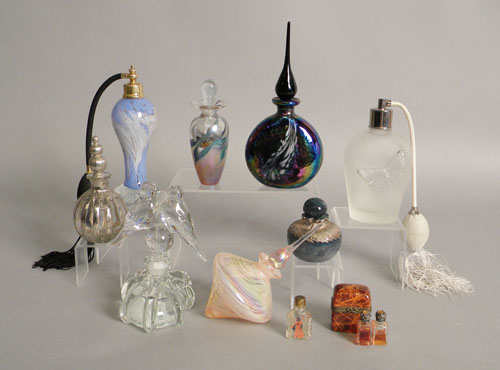 Appraisal: Group of ten perfume bottles and atomizers th c tallest