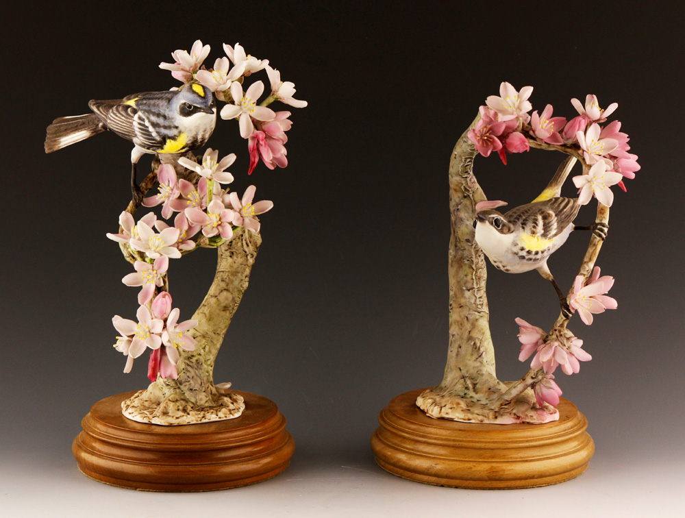 Appraisal: - Pair of Royal Worcester Myrtle Warblers Pair of Royal