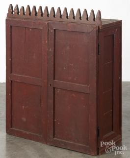 Appraisal: Primitive painted pine hanging cubby hole cabinet th c with