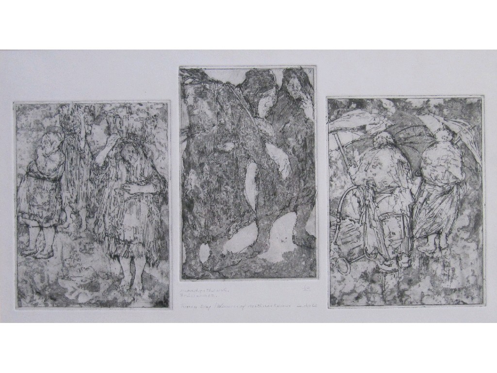 Appraisal: ANDA PATERSON RSW RGI b Suite of three etchings 'Fisherwives'