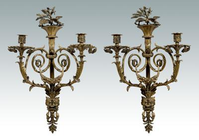 Appraisal: Pair Louis XVI style sconces heavy cast brass good detail