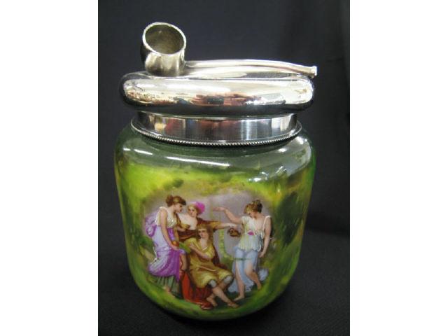 Appraisal: Carlsbad Austria Humidor or Tobacco Jar maidens in the garden