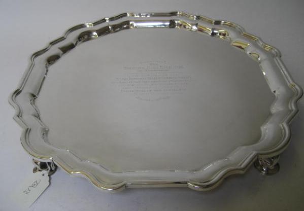 Appraisal: A PRESENTATION TRAY maker Mappin Webb London of circular form