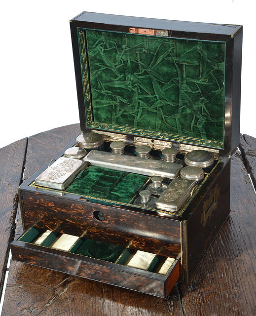 Appraisal: A TH CENTURY COROMANDEL AND BRASS BOUND DRESSING BOX the