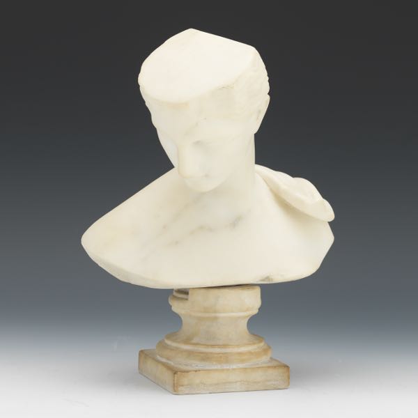 Appraisal: CARVED MARBLE BUST x x Classically styled marble bust on