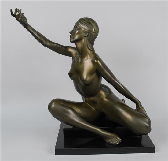 Appraisal: B ADELMAN American b SEATED FEMALE NUDE bronze with green-brown