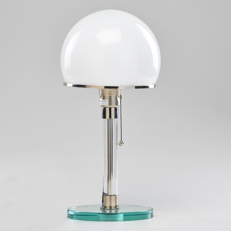 Appraisal: WILHELM WAGENFELD TECHNOLUMEN Bauhaus table lamp Germany Clear and opaline