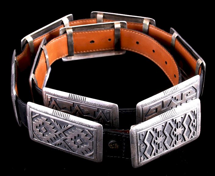 Appraisal: T Singer Navajo nd Phase Style Concho Belt For bidding