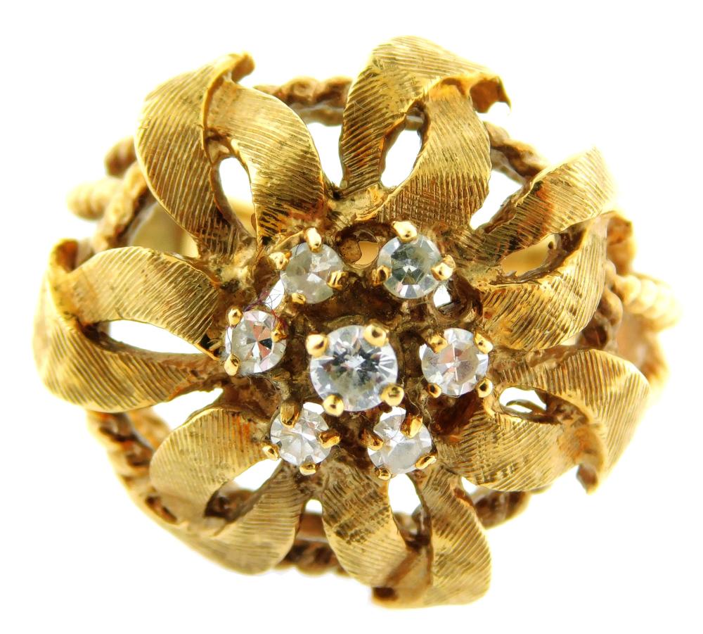 Appraisal: JEWELRY K DIAMOND CLUSTER RING STAMPED AND TESTED K YELLOW