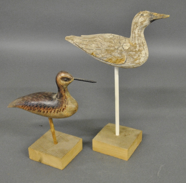 Appraisal: - Two painted shore birds largest h x l -