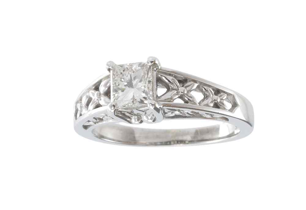 Appraisal: DIAMOND SOLITAIRE FILIGREE ENGAGEMENT OR RIGHT HAND RING K white