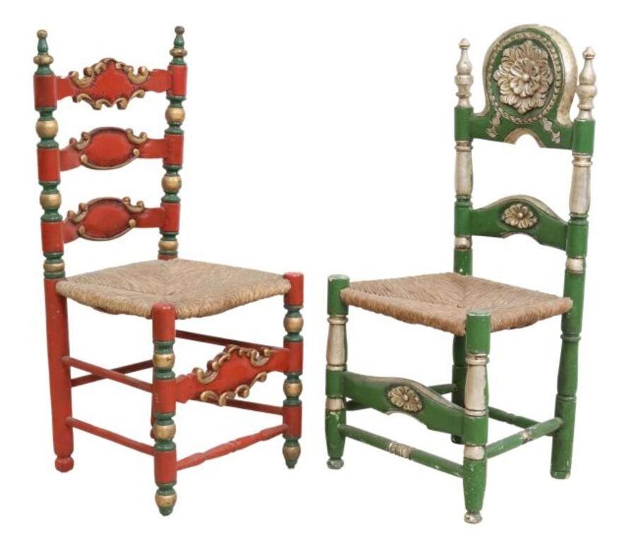 Appraisal: lot of Spanish ladder back chairs early th c parcel