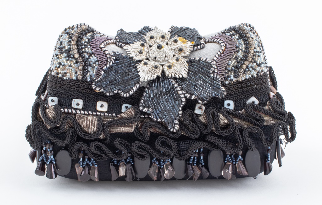 Appraisal: MARY FRANCES BLACK EMBELLISHED PURSE Mary Frances embellished black purse