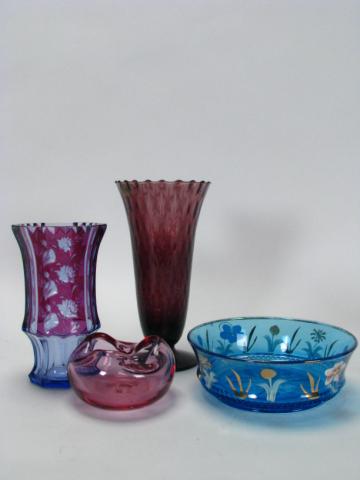 Appraisal: Group of Vintage Colored Glass including '' fluted bowl with